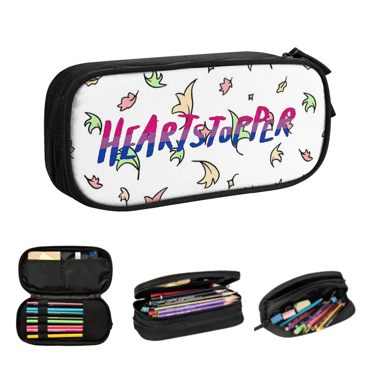 Heartstopper Logo - Bisexual Flag Pencil Cases Big Capacity Pen Bags Pen Box Pencil Pouch For Boys Girls Students Stationery