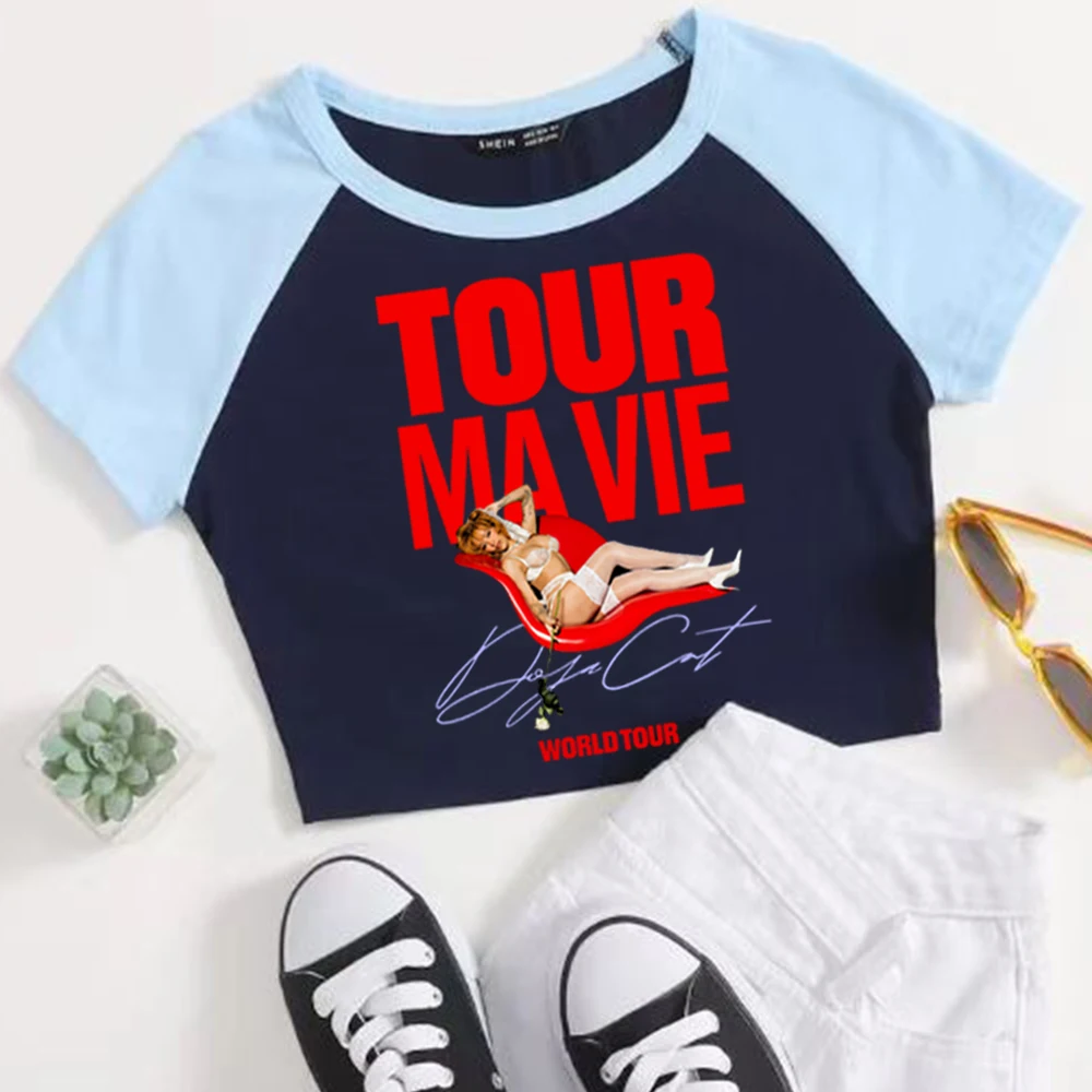 Doja Cat 2025 Tour Crop Tops T-Shirt Girls Fashion Women O-Neck Short Sleeve