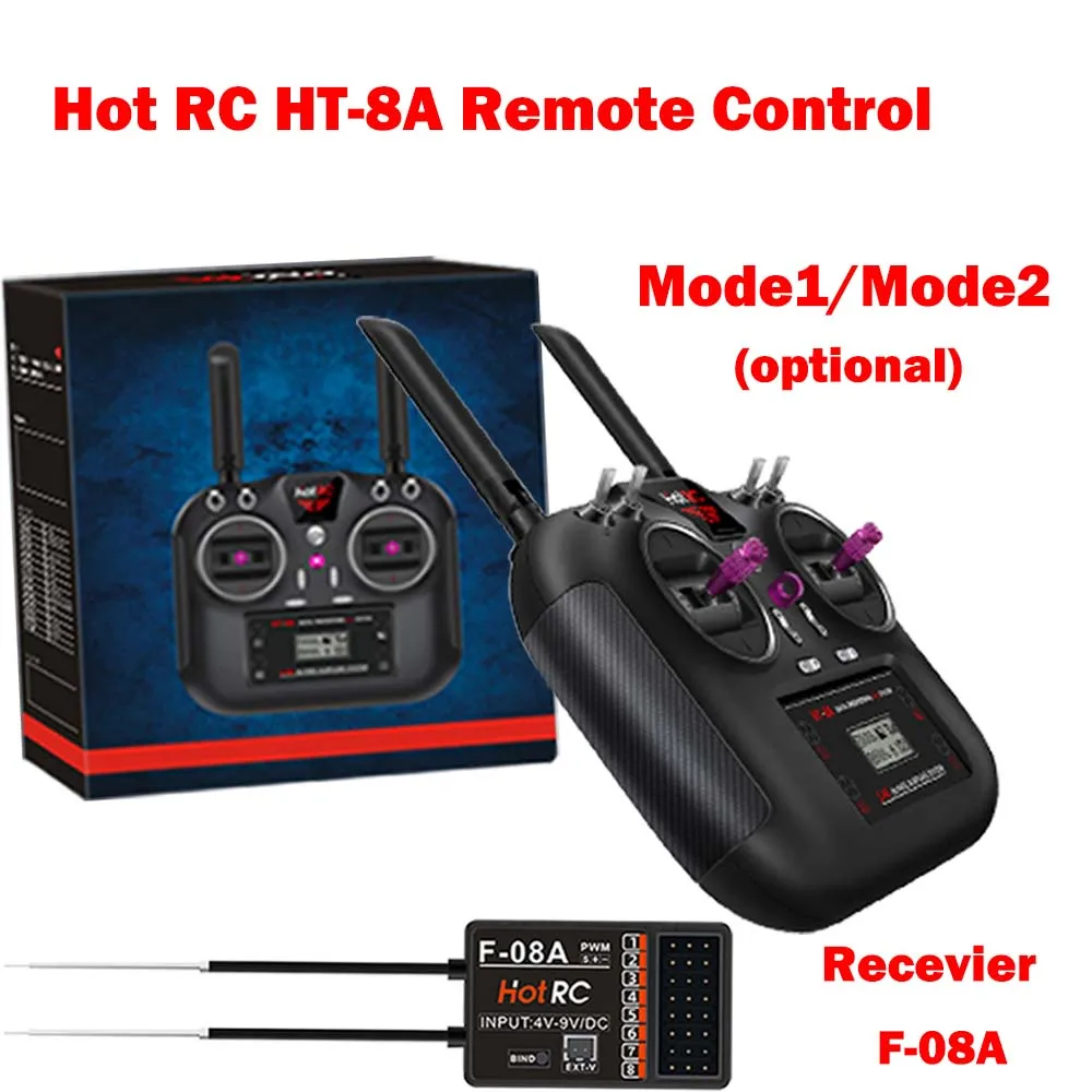 Hotrc HT-8A Transmitter and 8CH F-08A Receiver With Box for Drone RC Aircraft RC Car RC Ship