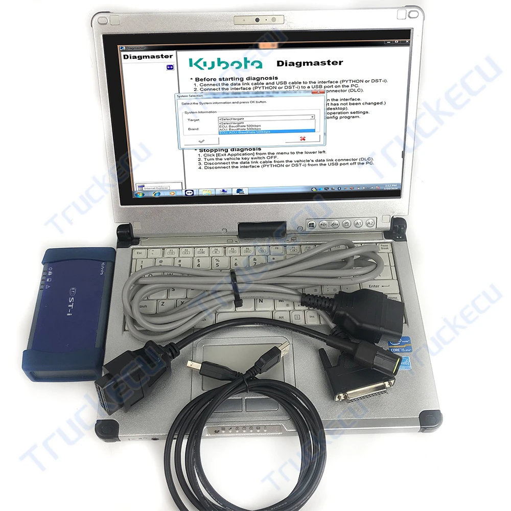 Diagnosis For KUBOTA Diagmaster Agricultural Machinery Diagnostic Tool KUBOTA DIAGNOSTIC KIT (PYTHON)+Thoughbook CF C2 LAPTOP