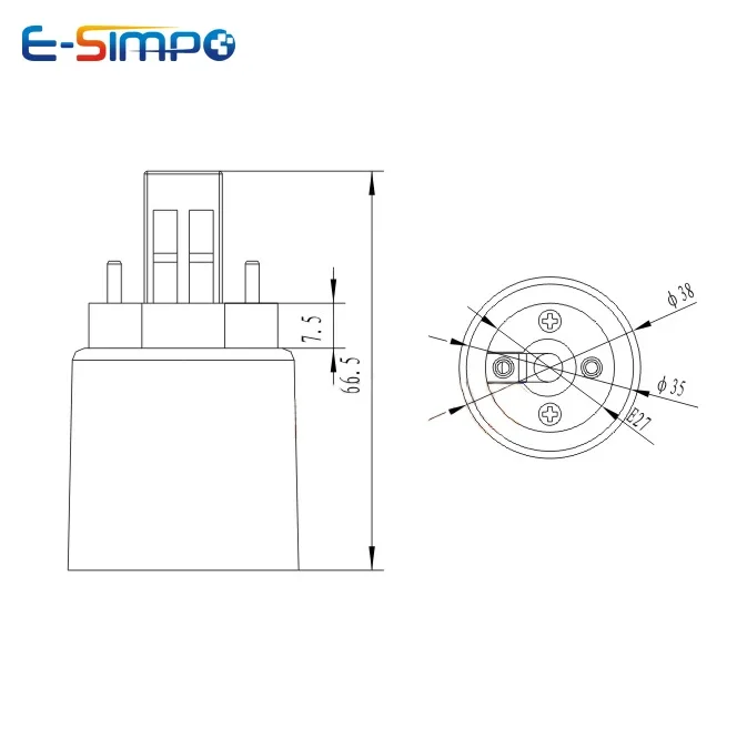 2pcs GX23 2P To E26/e27 Light Socket Adapter PL-S CFL GX23-2 To E26 Led Lamp Base Converter Install Screw E26/e27 To Gx23 Holder