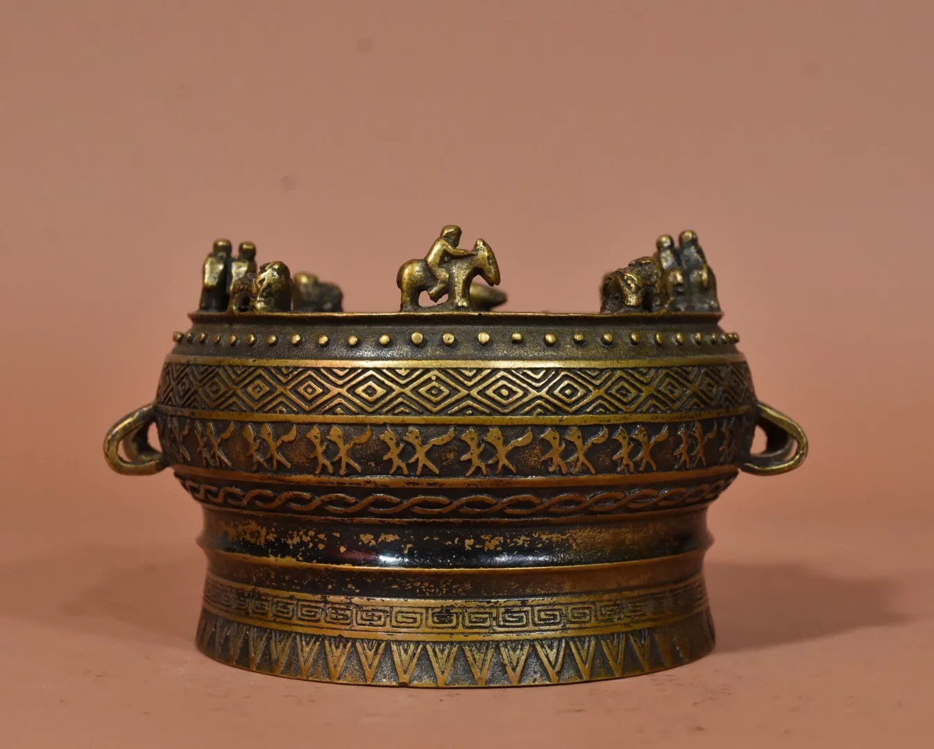 Old Hidden Pure Copper Wealth Attraction Panlong Pillar