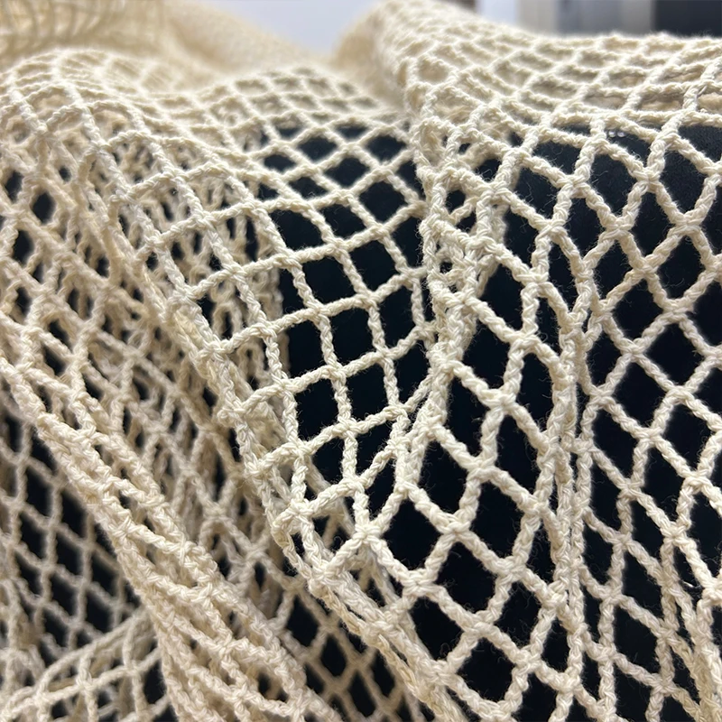100x150cm Diamond Shaped Cotton Linen Mesh Sheer Fishnet Fabric Handmade DIY Jacket Designer Apparel Luxury Textile Material