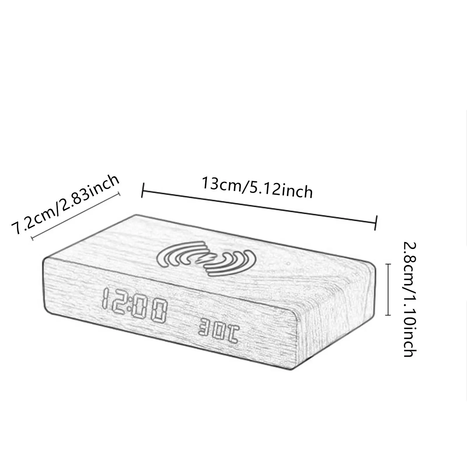 Alarm Clock with Wireless Charging Three Brightness Adjustment LED Display Multipurpose for Apartment Bedroom Gift Decor Desk
