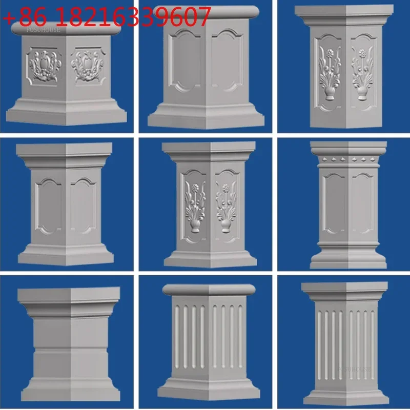 European ABS Roman Column Mold Household Balcony Garden Buildings Square Column Model Flower Pot Base Square Railing Cement Pier