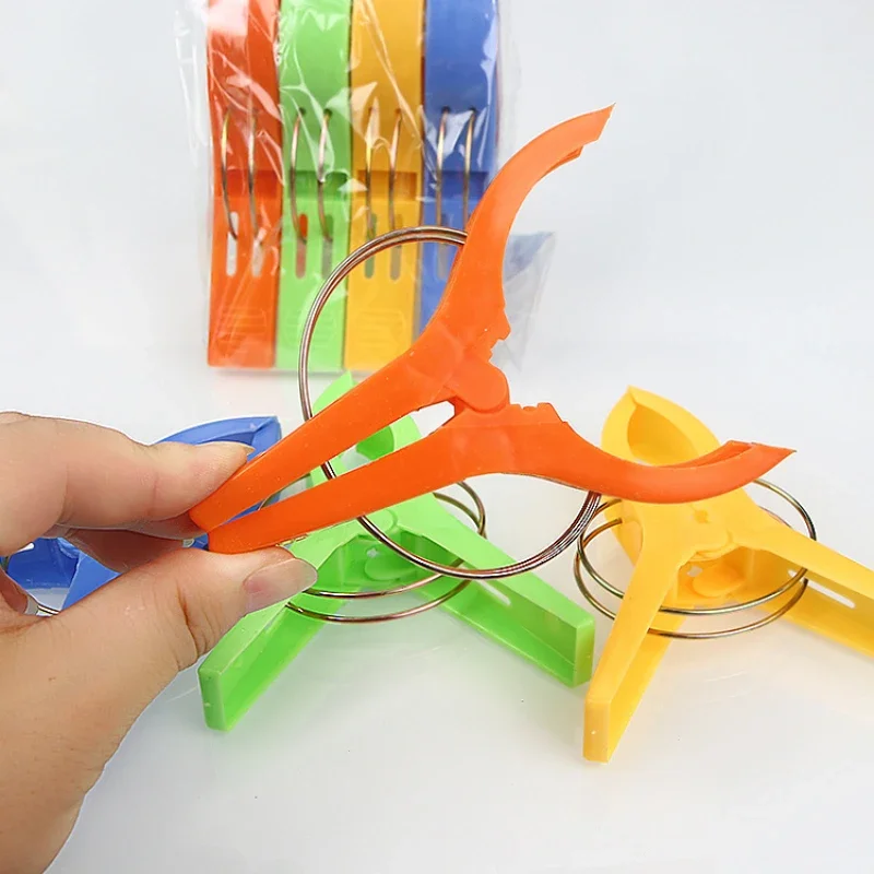 4/8pcs Large Bright Colour Clothes Clip Plastic Beach Towel Pegs Clothespin Clips To Sunbed Home Wardrobe Storage High Quality