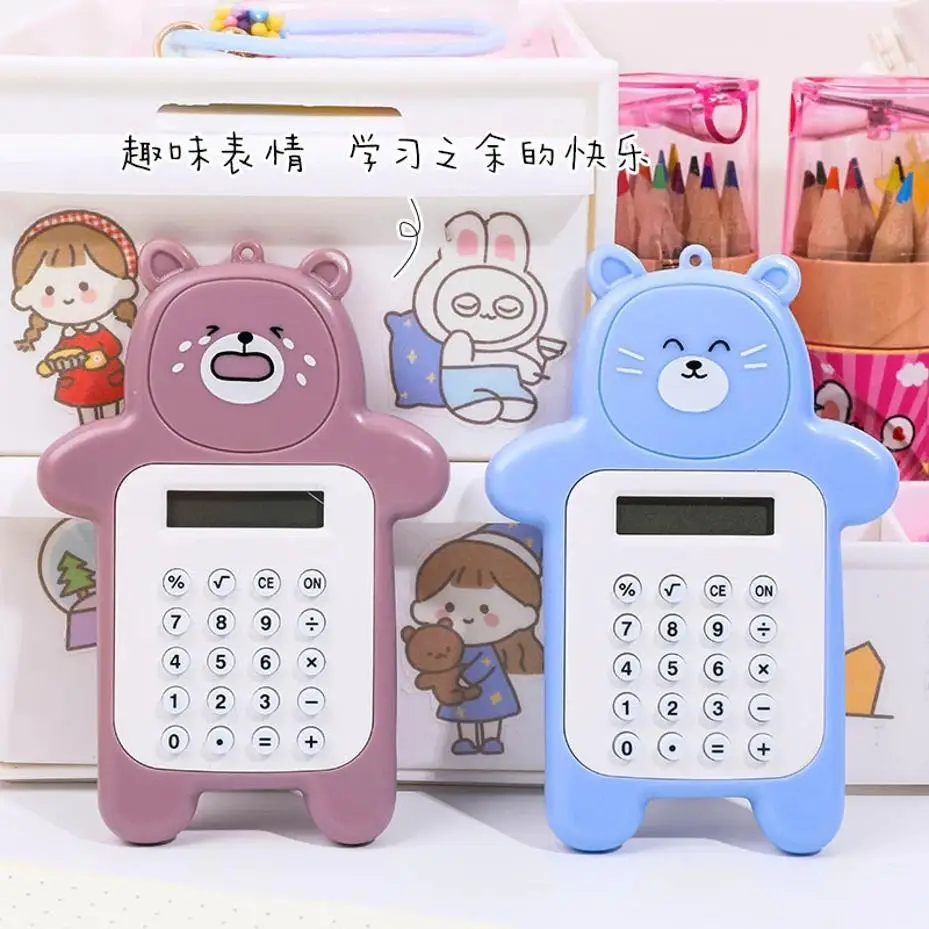 1 Pcs Cartoon Cute Bear Calculator Korean Fashion Mini Portable Small Calculator Portable Pupil Computer For Student Office