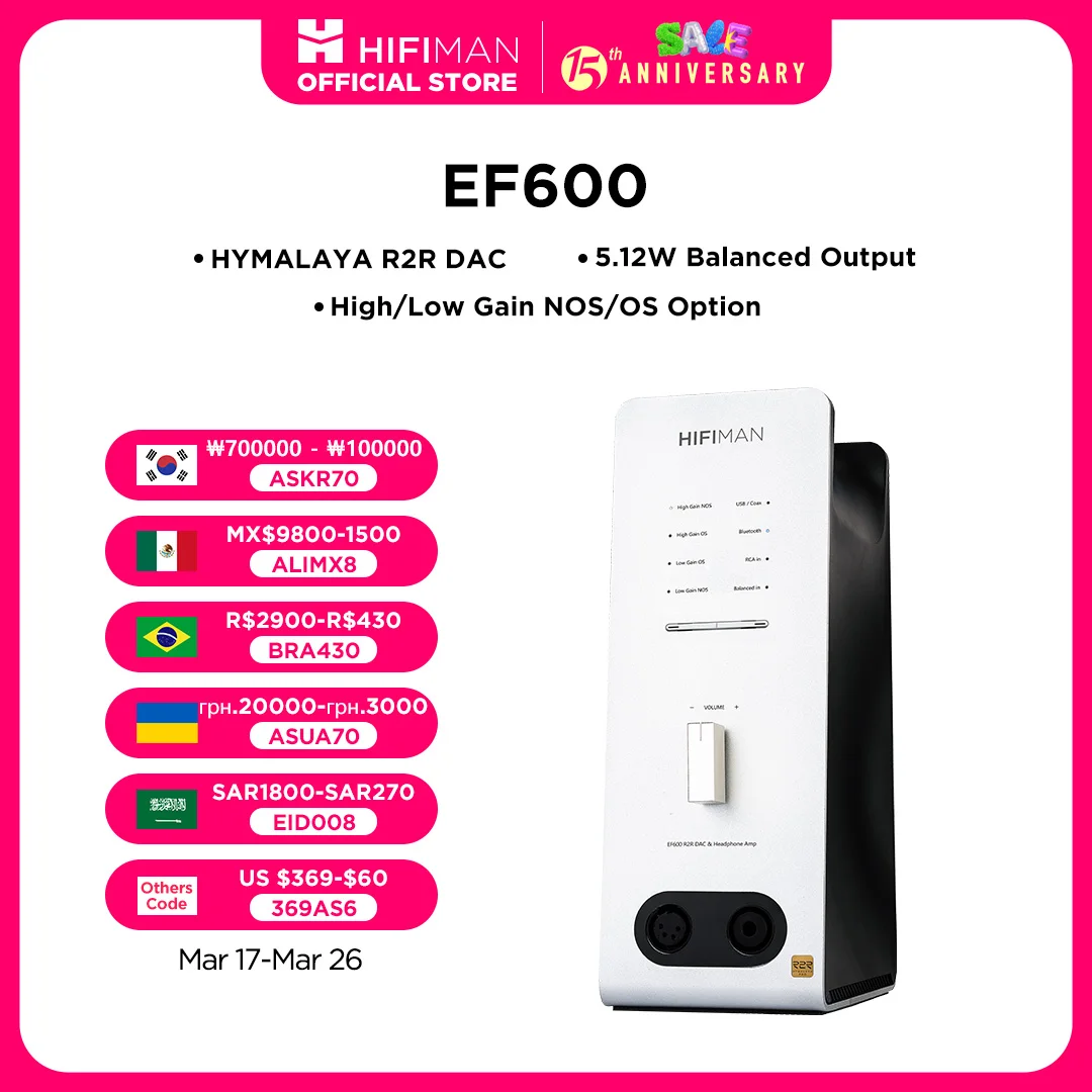 HIFIMAN EF600 Bluetooth DAC/Amplifier/Headphone Stand with HYMALAYA Pro R2R DAC