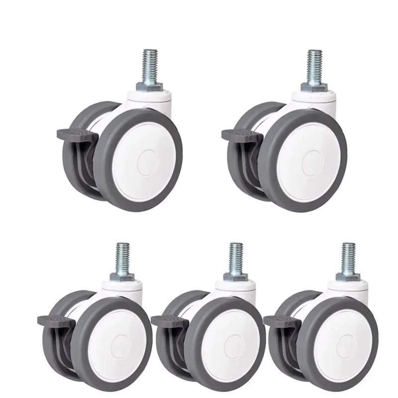 4Pcs 3 Inch M12 Threaded Stem Swivel Caster Rubber Wheel Universal Silent Casters for Medical Equipment Industrial Machinery