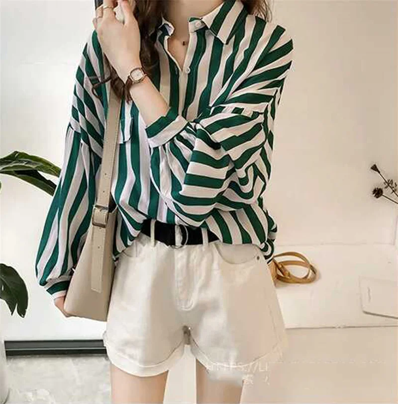 camisas Blouse Summer Shirt for Women Casual Striped Top Shirts Female Loose Blusas Spring Autumn Fall Casual Ladies Blouses Top