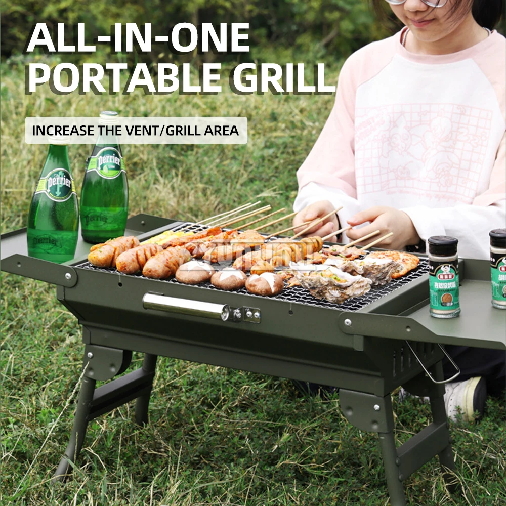 

Foldable Camping BBQ Grill Stainless Steel Portable BBQ Grill Multi-Purpose Carbon Grill