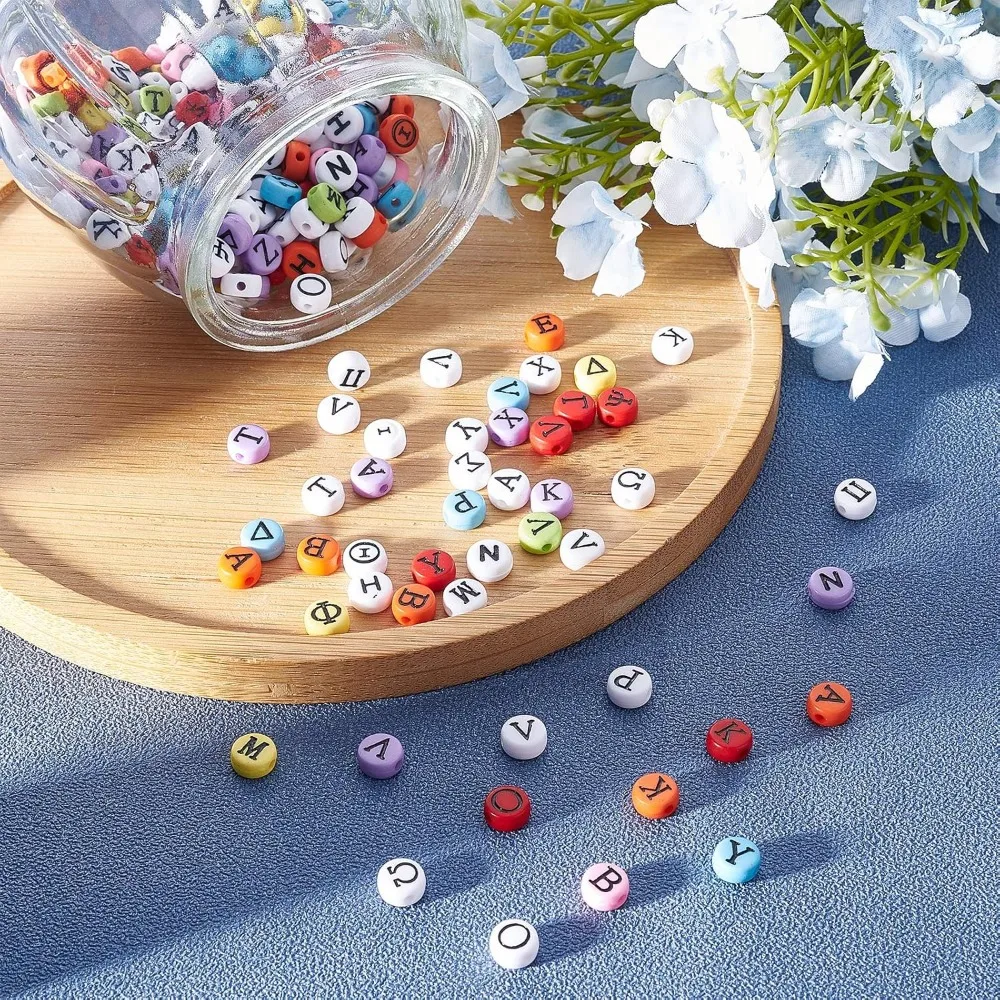 مجموعات صنع الأساور المطاطية ذات الخرز الأبجدية اليونانية مع خيط كريستال مرن واضح لصنع المجوهرات طقم أساور قلادة ذاتية الصنع