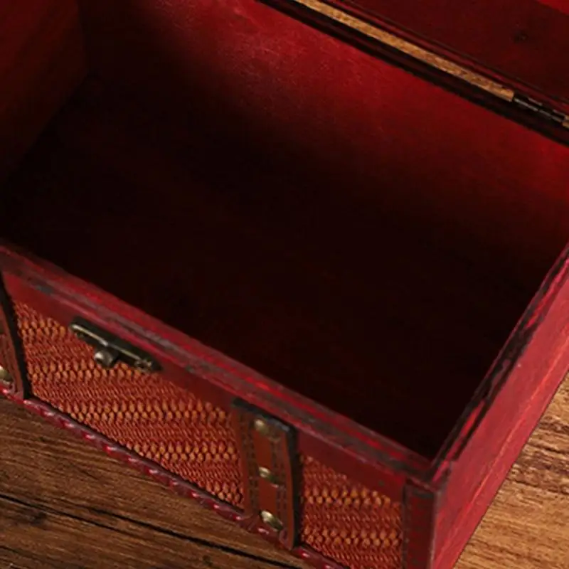 Vintage Wooden Jewelry Storage Box Travel Wood Necklace Bracelet Rings Storage Suitcase Retro Treasure Chest Jewelry Display Box