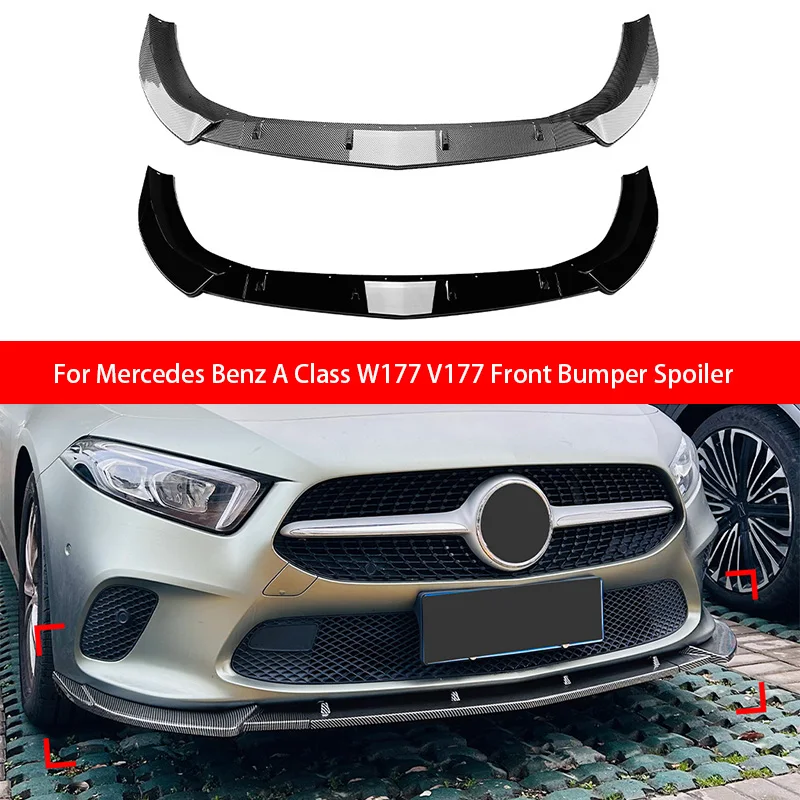 For Mercedes Benz A Class W177 V177 2018-2022 Base Car Front Bumper Spoiler Lip Lower Splitter Blade