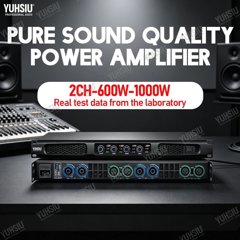 2/4 channel power amplifier, 1000W Class D digital audio amplifier, suitable for DJ stages, karaoke, and home theater amplifiers