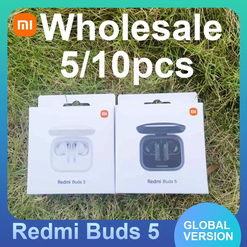 5/10 Pcs Wholesale Xiaomi Redmi Buds 5 Earphone Bluetooth 5.3 46dB Active Noise Cancellation 40h Long Battery Life Headset