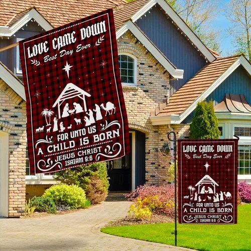 Christian Christmas Nativity Scene Birth Of Jesus Christ Love Came Graden Flag UUI GGX