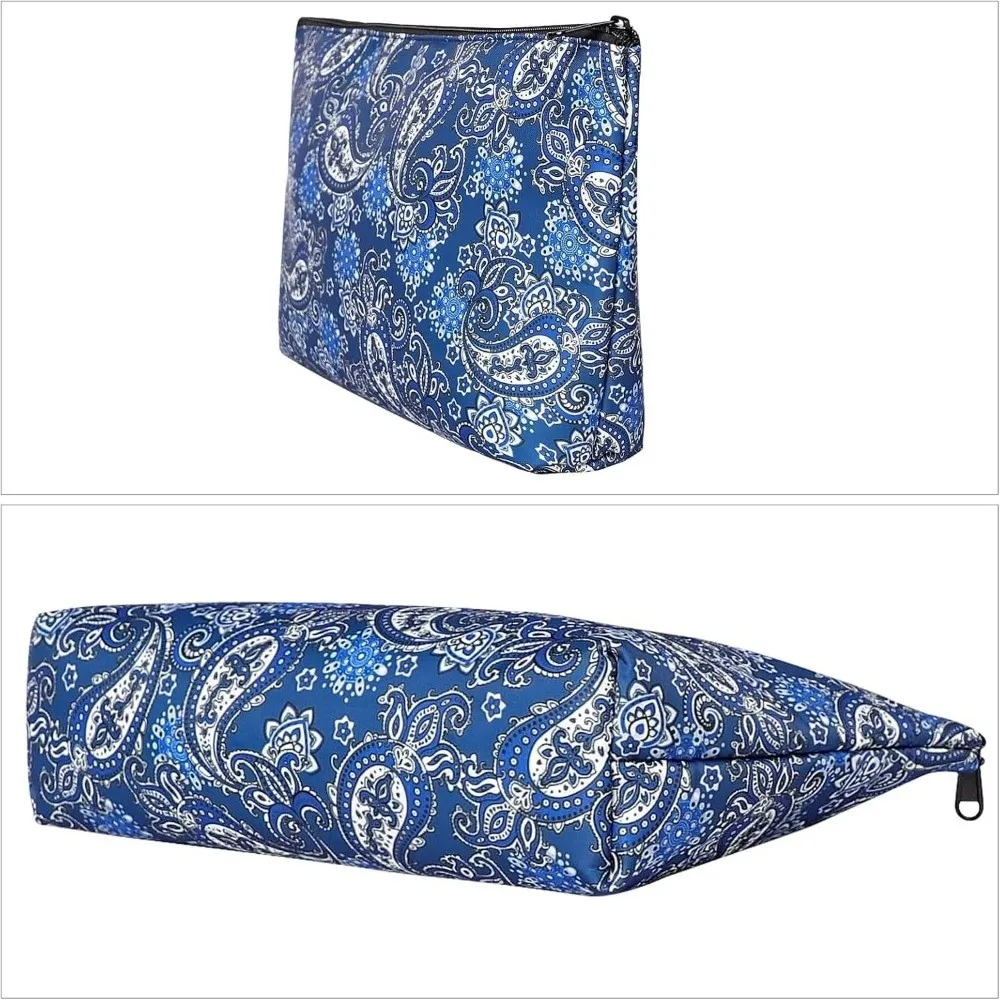 Shockproof Mahjong Storage Bag Zipper Closure Large Capacity Travel Wash Bag Boxy Structure Patterned Makeup Pouch Mahjong Tiles