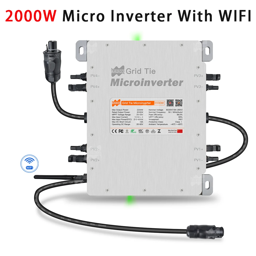 2000W Grid Tie Inverter With WiFi  MPPT Function Solar Microinverter for Max PV Panels（4PCS）Shipping From EU Brazil