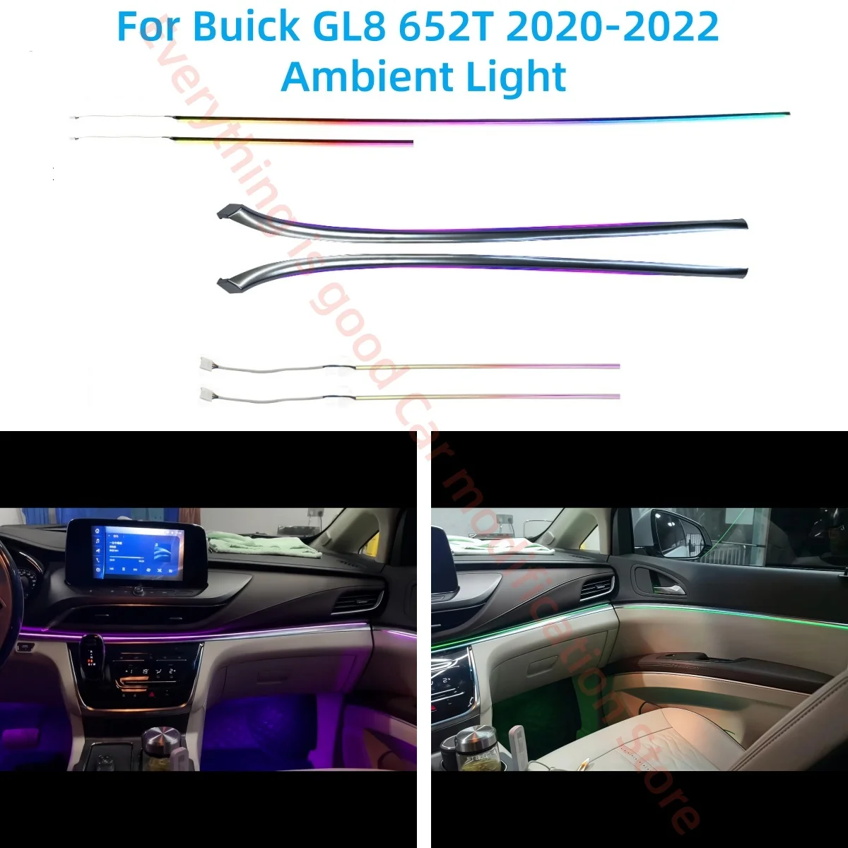 LED Atmosphere Lamp For Buick GL8 652T 2020-2022 Automobile interior lighting upgrade car accessories Silver plating Trim Strip