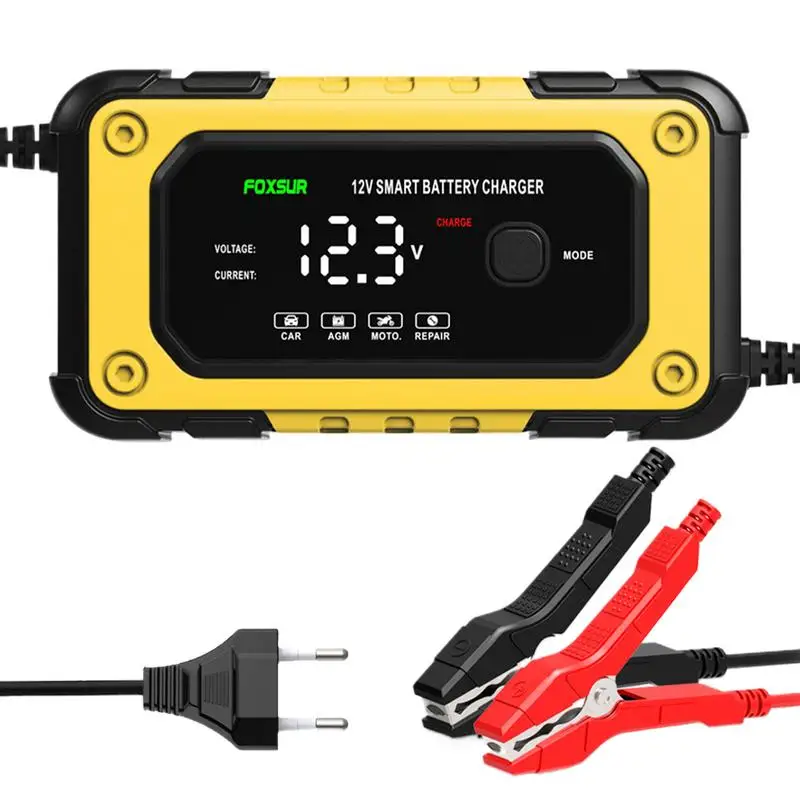 

Automatic Car Battery Charger 12V 6A Car Battery Intelligent Fast Power Charging Wet Dry Lead Acid Digital LCD Display EU Plug