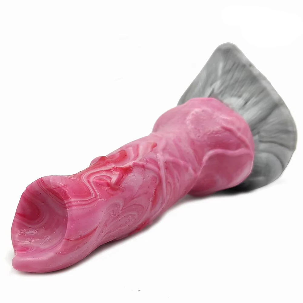 FAAK Red Silicone Fantasy Knot Dildo With Suction Cup Gory Raw Meat Color  Animal Penis Sex Toys For Women Men Anal Massage