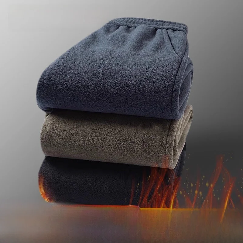 Men's Fce Lined Casual Pants Elastic Waist Loose Fit Autumn Winter Warm Thermal Workwear Polyester Fiber Spor Sle