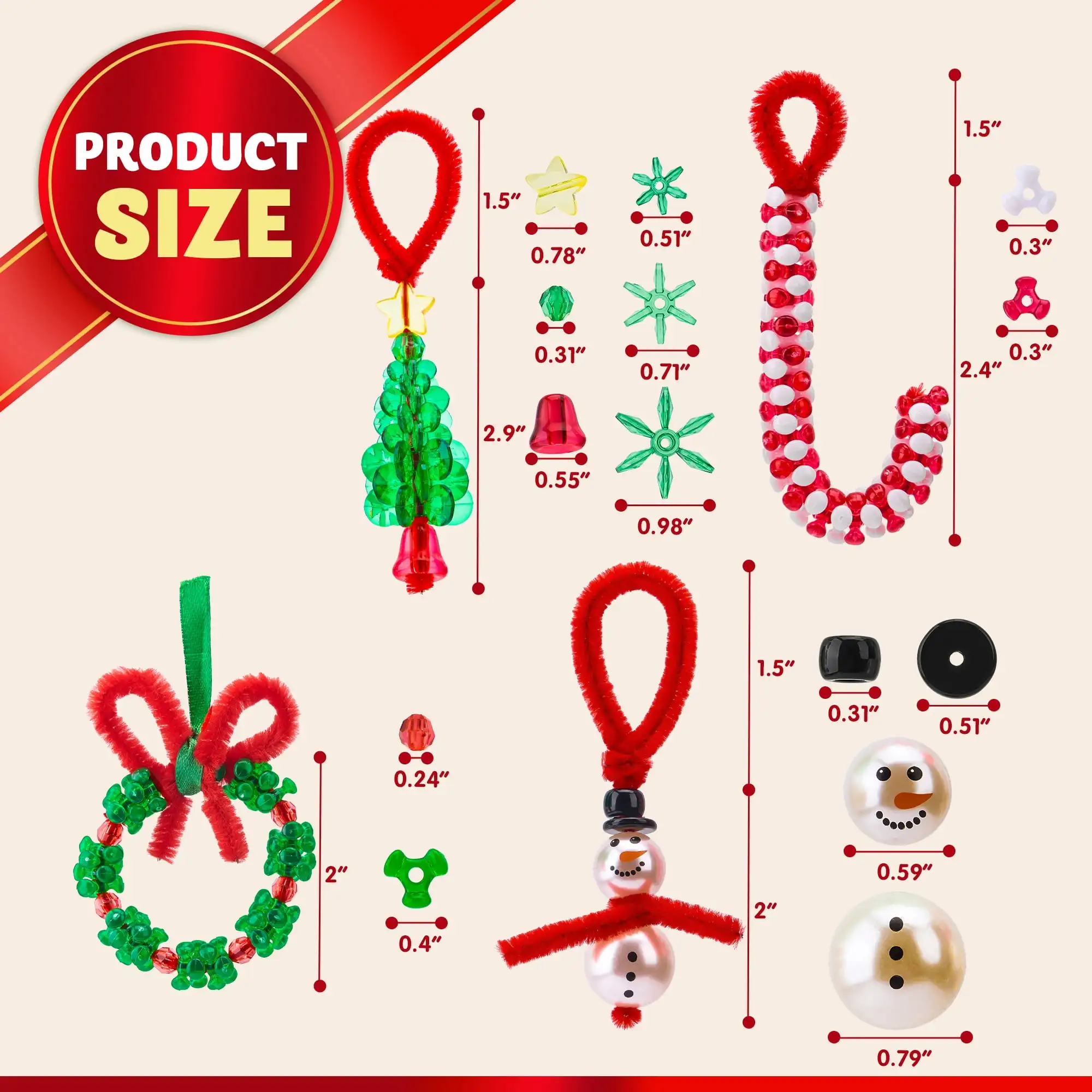 Joyfy Kerstkralenornament Craft Make-up tot 40 hangende ornamenten van sneeuwpop Kerstboom Snoepstokken voor Kerstornamenten Craft