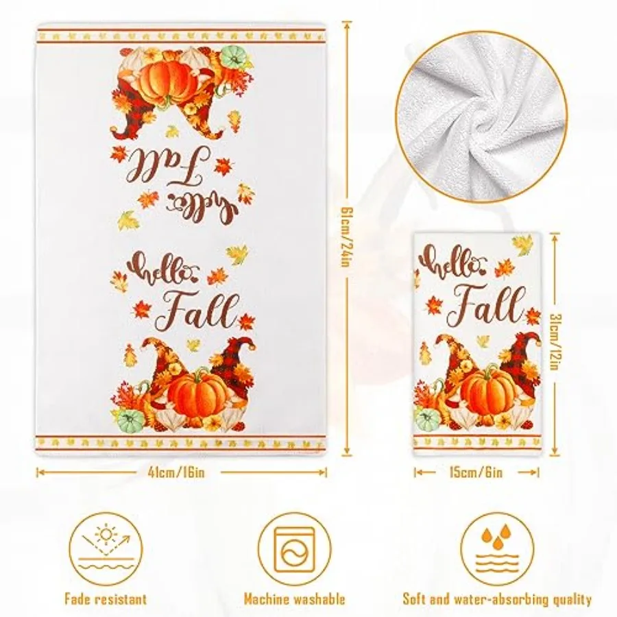 مرحبا الخريف مناشف المطبخ الخريف اليقطين مناشف الأطباق 15.7x23.6 Ih الشكر مناشف اليد جنوم قماش الأطباق ريفي مزرعة هان