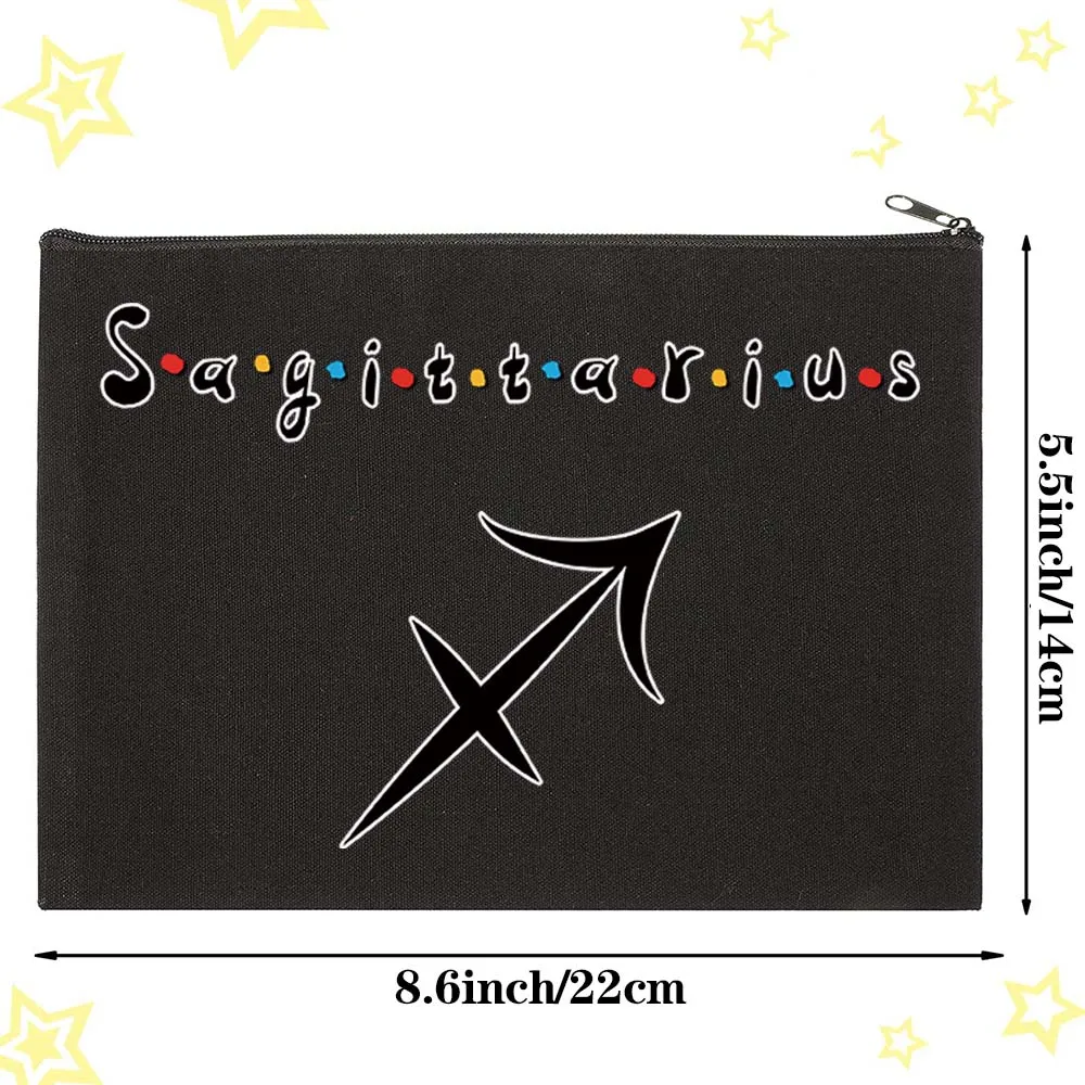 Black Cosmetic Bag Simple Constellation Printing Pencil Dustproof Handbags Storage Cosmetics Stationery Sundries Perfect Size