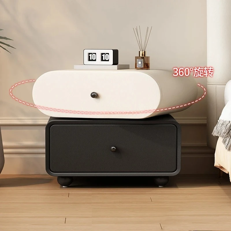 NNLight Luxury High-end Solid Wood Rotating Bedside Table 2025 New Model
