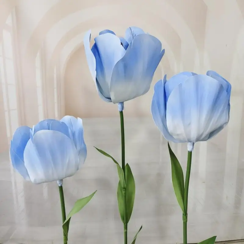 

3Pc EVA Waterproof Tulip Artificial Flowers Outdoor Wedding Props Hall Road Guide Flower Stand Home Birthday Party Backdrop Deco