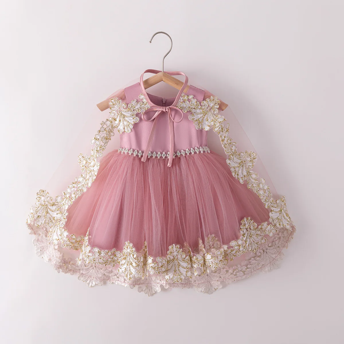 Princess Dress Baby Cloak Flower Girls Wedding Dress Little Girls Children Evening Dress Host Piano Performance Costume