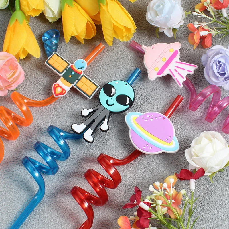12-pack of space-themed straws, reusable, perfect for party favors, birthday parties, and wedding decorations,