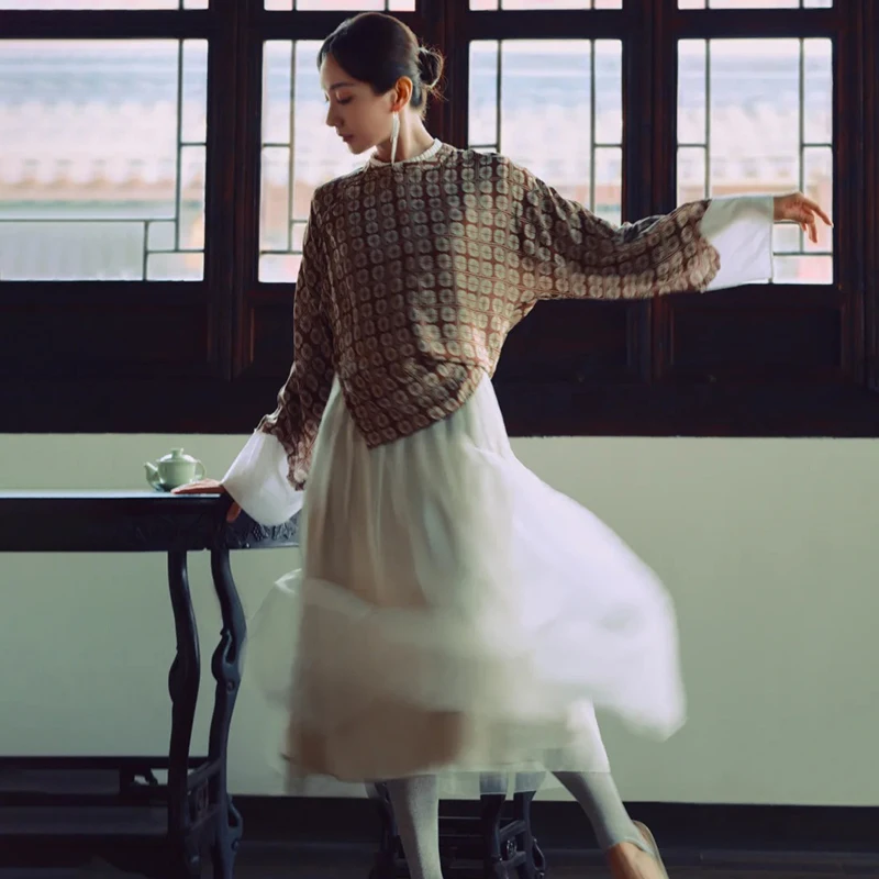 

Faionable Retro Print Long Sve Women's irt Premium Quali Autumn Collection Comfortable Breathable Moisture ng