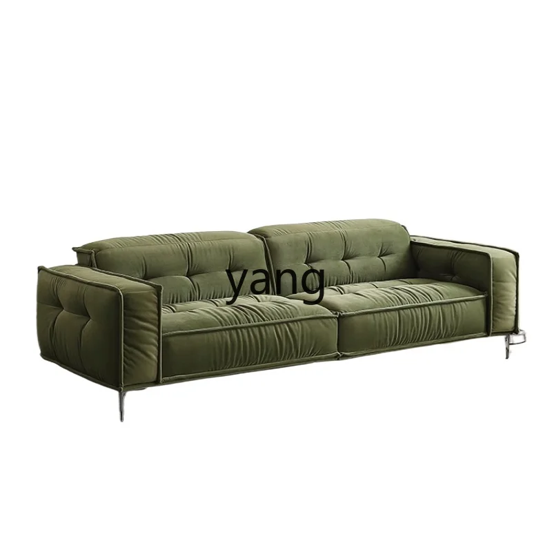 LTT toast sofa modern simple tofu block retro green matte flannel art high foot sofa