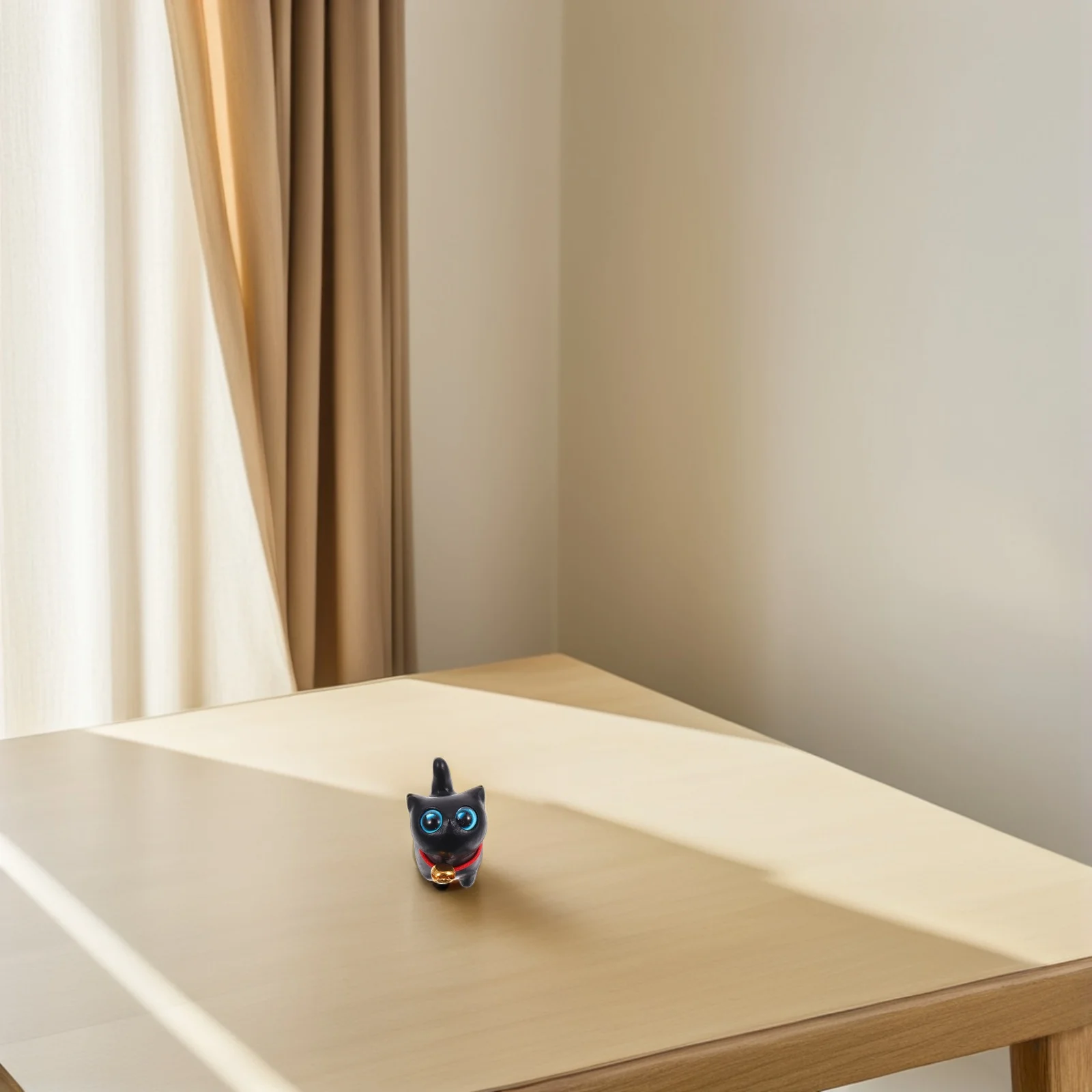 

2Pcs Handmade Sandalwood Cat Miniature Kitten Sculpture Delicate Bell Accent Charming Home Office Decor Gift Idea