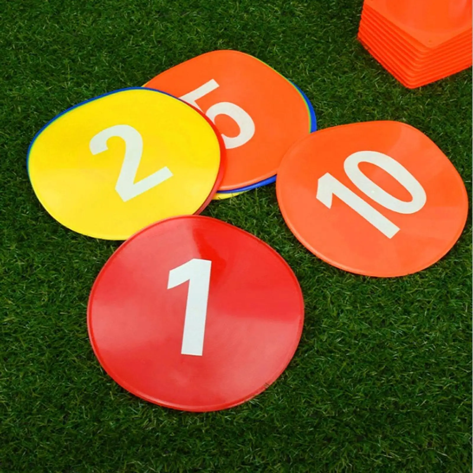 

Flat Cones Soccer Training Equipment 1-10 Agility Practice Spots Markers for Outdoor Sports