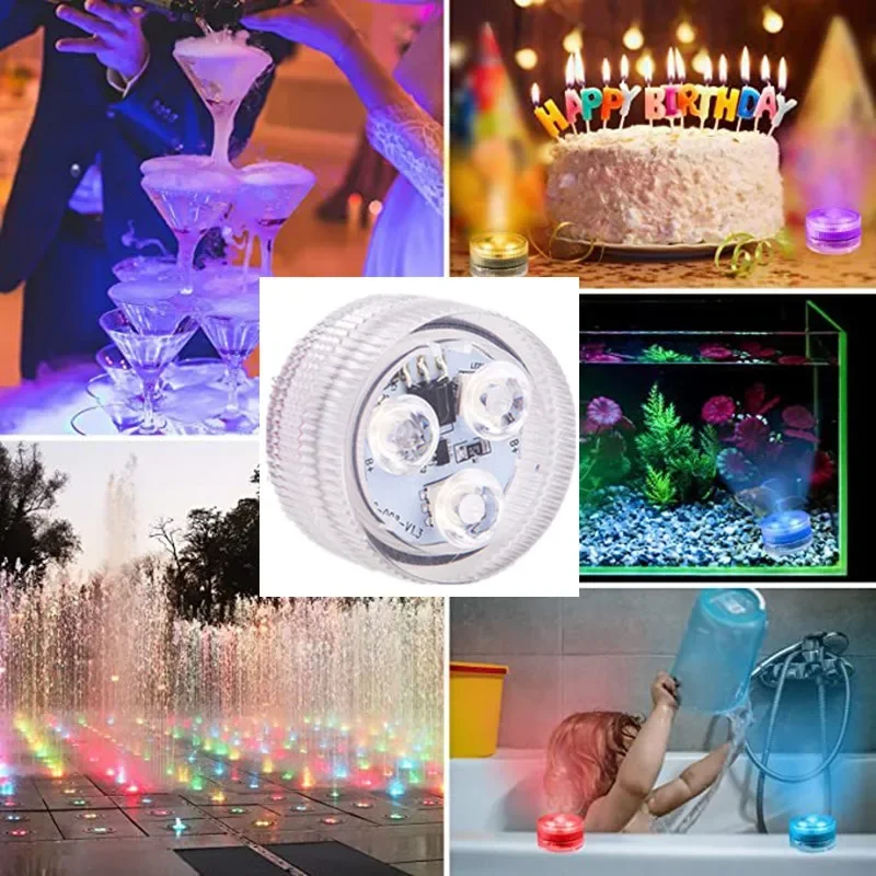 Remote Control CoSubmersible 3 LED Underwater Light With Battery RGB Night Light For Fish Tank Swimming Pool Wedding Party Lamp