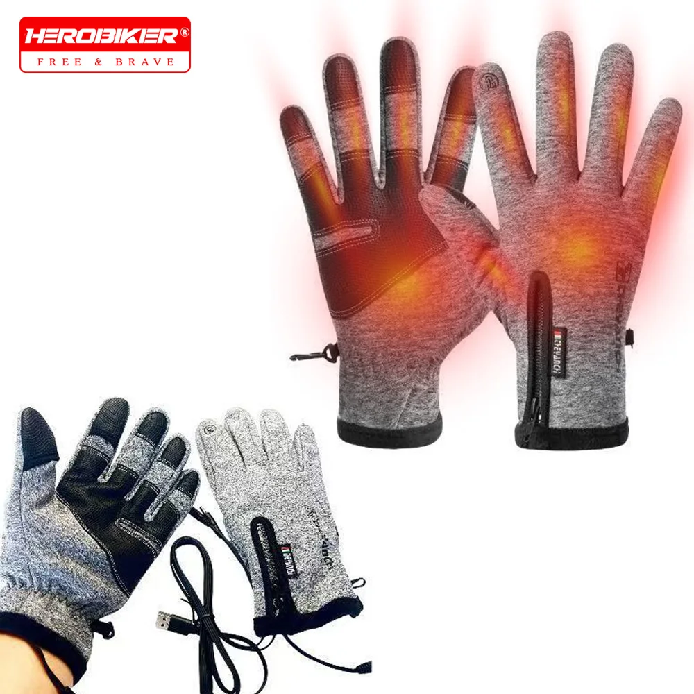

Мотоциклетные перчатки с подогревом для снегохода, зимние теплые лыжные перчатки с сенсорным экраном, водонепроницаемые перчатки с электрическим подогревом, грелка для рук