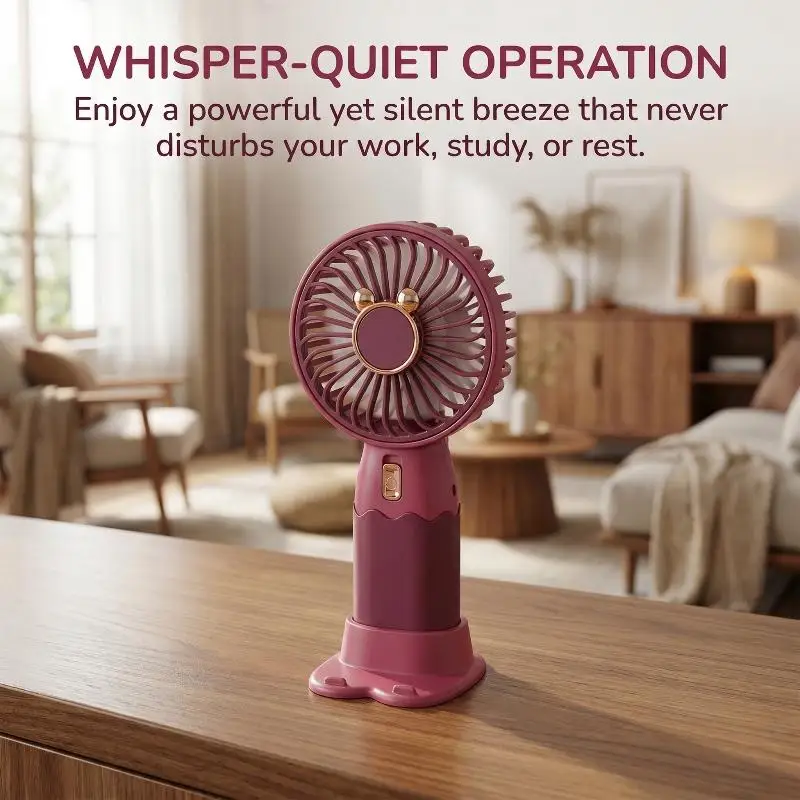 New 2In1 Mini Electric Fan Outdoor Portable Handheld Usb Rechargeable Cooling Desk Fan With Mobile Phone Stand Function Summer