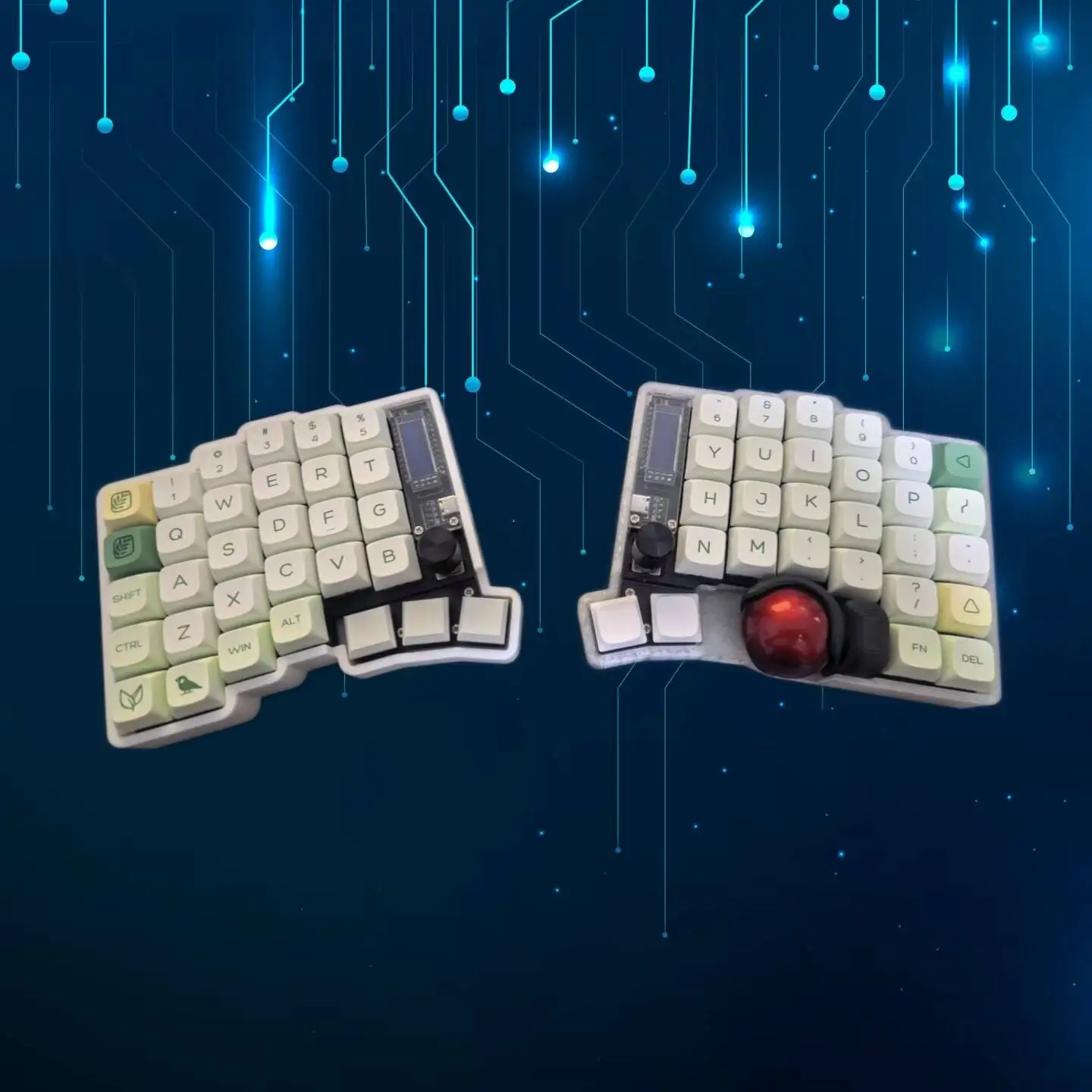 New Trackball 39 44 47 59 Split Wired Keyboard Based on QMK Firmware Change Key in Vial Without Switches and Keycap Keyboard Kit