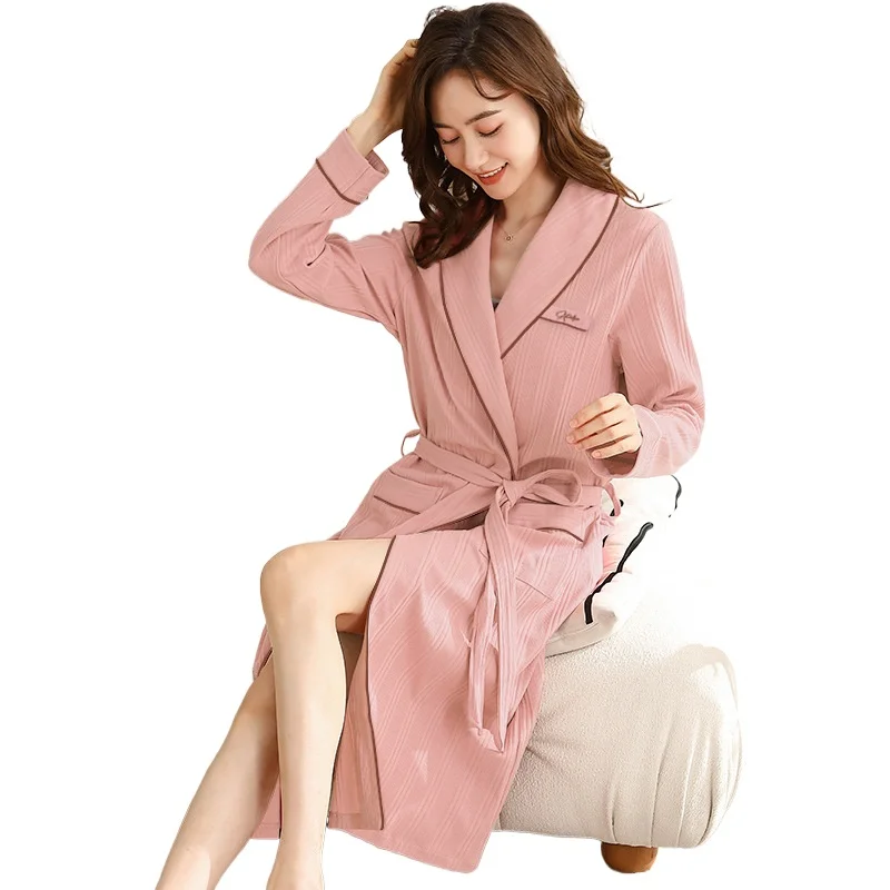 Pajama Women's 2024 New High End Spring And Autumn Beauty Salon Long Sleeved Pajamas Morning Robe Western Bathrobe Female 3xl