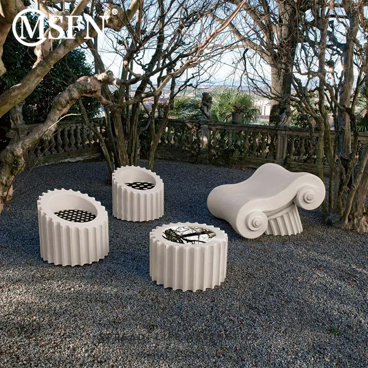 Fibra de vidro Roman Coluna Poltrona, banqueta baixa, Coffee Table, Sala