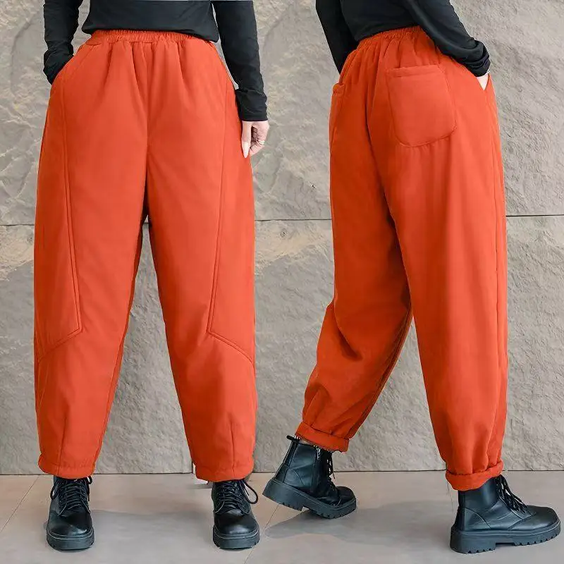 

2025 женские брюки haren с высокой талией для женщин, новые утолщенные вельветовые хлопковые брюки, осенне-зимние повседневные брюки в стиле ретро