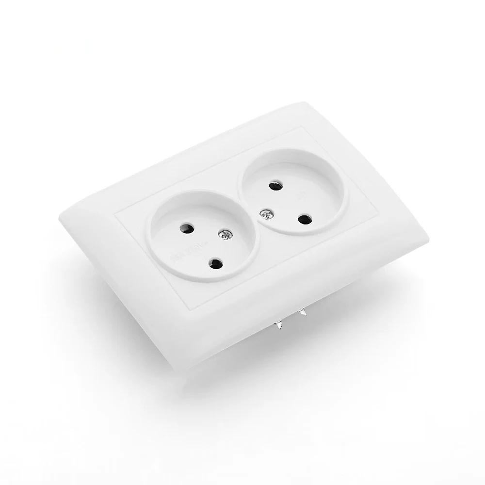 

White EU Standard Wall Embedded Plugs Socket Not Ground Classic AC Electrical Outlets 250V Paint Plastic Flame Retardant Socket