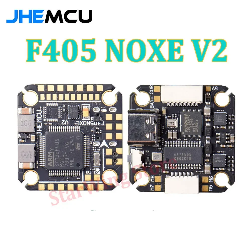 

JHEMCU F405 NOXE V2 Flight Controller Baro OSD 16MB BlackBox 5V 10V Dual BEC 20X20mm 3-6S LIPO for FPV Freestyle Drone