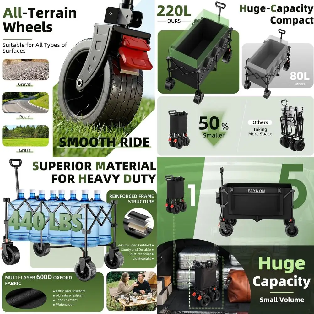 

Сверхпрочная складная тележка-платформа на 38 колес с грузоподъемностью 200 кг, боковыми корзинами для хранения, идеально подходит для перевозки, занятий спортом и пляжных активностей.