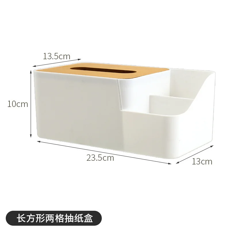 1pc Desktop Tissue Box With Wooden Cover Handkerchief Paper Remote Controller Comb Storage Boxes Multifunction Desktop Organizer