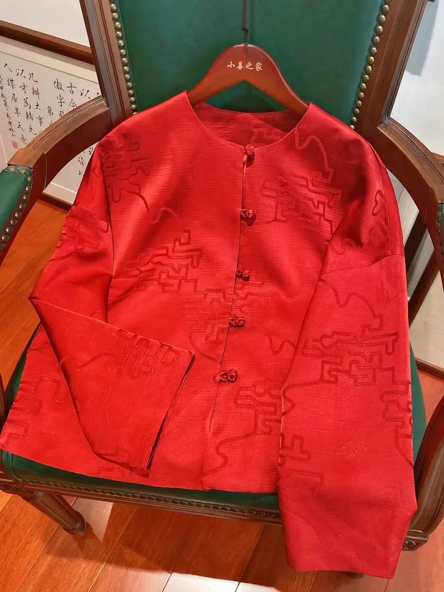 Traditional Clothing 2025 Chinese Red New Year Coat Jacket